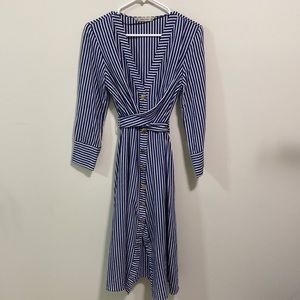 Striped Zara Midi Dress with Gold Buttons